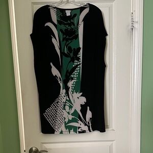 Chico's Black and Green Floral Blouse